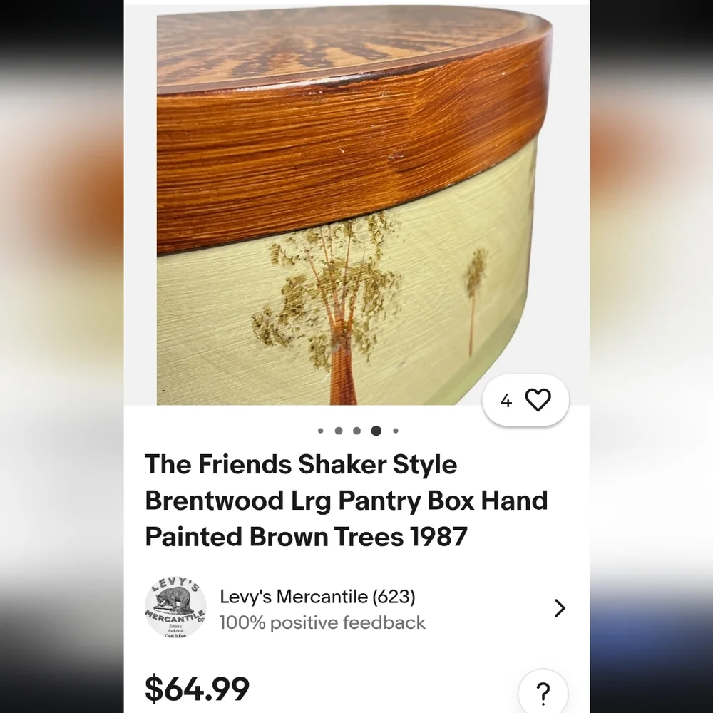 Vintage 1991 Oval Wooden,handpainted &signed shaker Box Tree Design